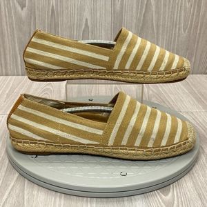 Vionic Tan and White Striped Espadrilles